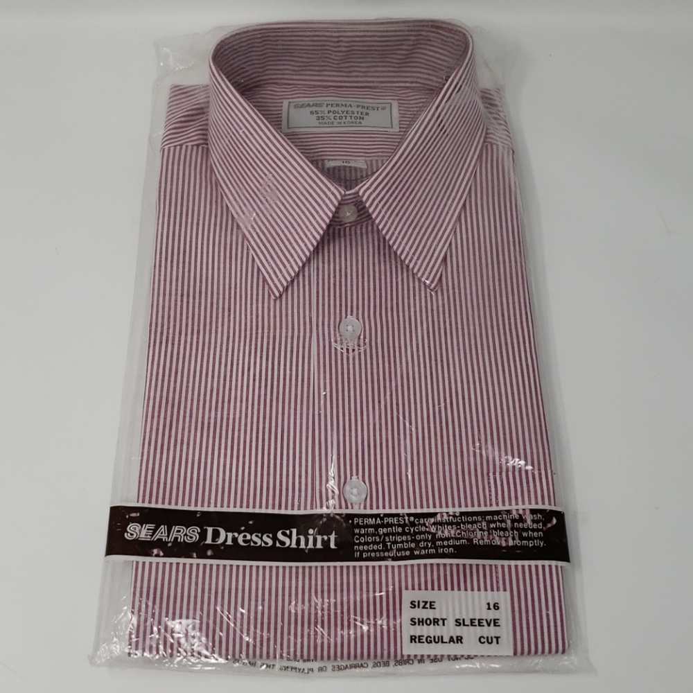 NWT Vintage Sears Perma Prest SS Dress Shirt Sz 16